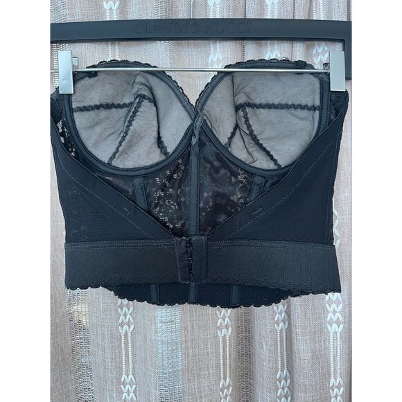 Vintage Fredricks of Hollywood 36D black lace strapless bustier bra - Picture 4 of 6